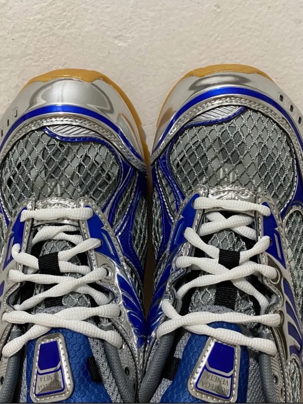 Bottega Veneta Men's Blue and Silver Mesh Runner Sneakers